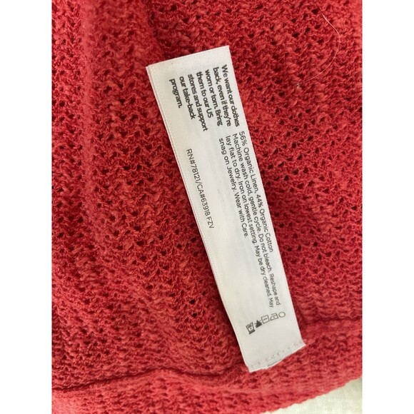 Eileen Fisher Linen Cotton Open Front Cardigan Shrug Plus Size 2X Coral Red NWOT - Picture 6 of 7